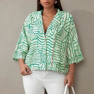 Plus Abstract Graphic Blouse